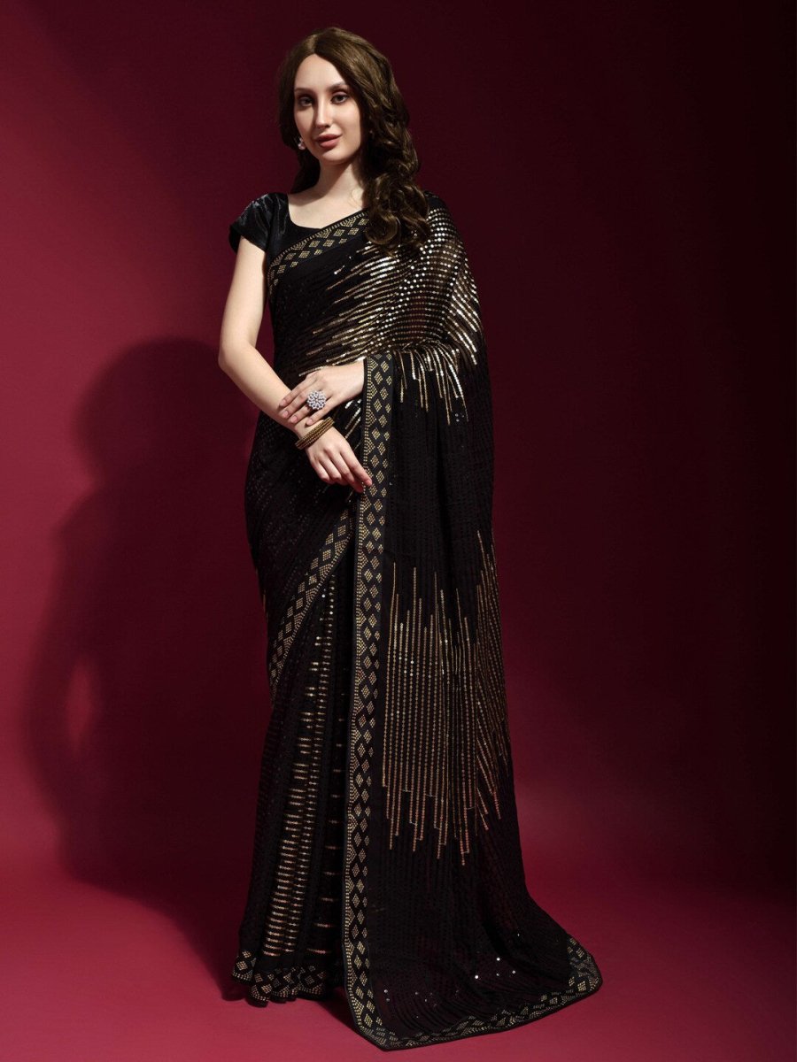 Anouk Embellished Sequinned Saree - Distacart