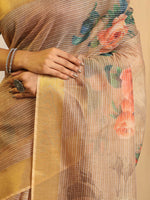 Thumbnail for Shivam Fabrics Beige Chanderi Fabric Printed Saree