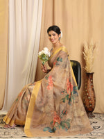 Thumbnail for Shivam Fabrics Beige Chanderi Fabric Printed Saree