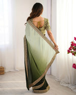 Thumbnail for Joban Fashion Light Green & Dark Green Chinon Silk Saree With Thread with Sequins work