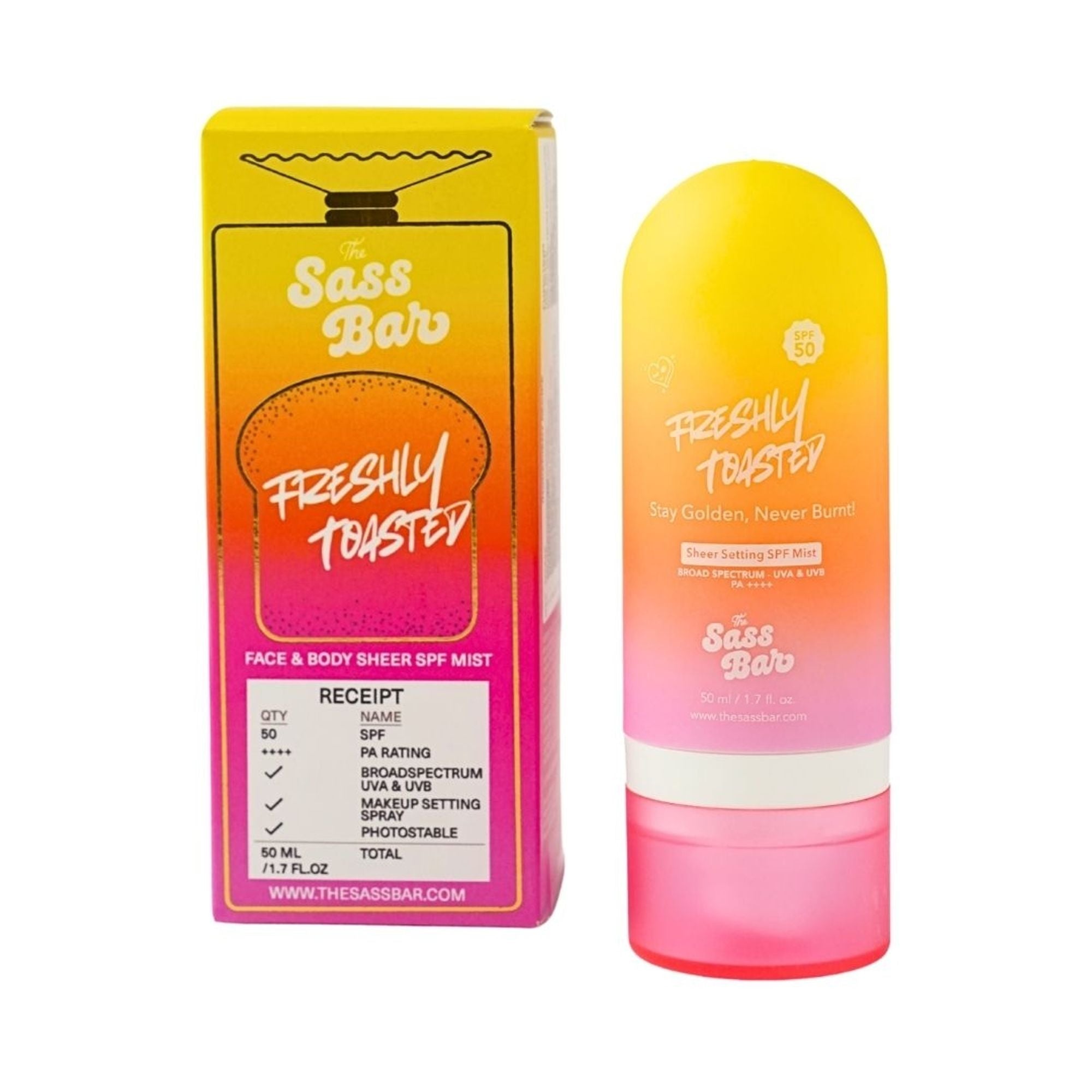 The Sass Bar Freshly Toasted Sheer Setting SPF Face & Body Mist - Distacart