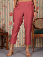 Thumbnail for Ode by House of Pataudi Floral Printed Regular Chanderi Silk Kurta with Trouser - Distacart