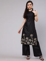Thumbnail for Aks Floral Embroidered Thread Work Straight Kurta With Palazzos - Distacart