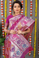 Thumbnail for Jyoti Fashion Women's Magenta Banarasi Silk Zari Woven Saree with Blouse - Distacart