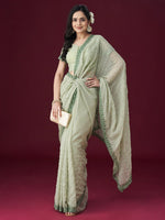 Thumbnail for kasee Floral Embroidered Embellished Mirror Work Saree - Distacart