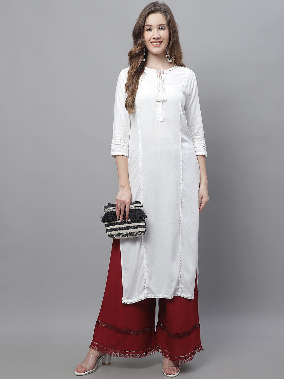 TAG 7 Women Hem Design Flared Ethnic Palazzos - Distacart