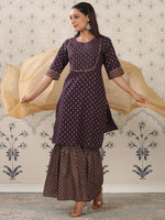 Thumbnail for Ode by House of Pataudi Ethnic Motifs Printed Regular Gotta Patti Pure Cotton Kurta with - Distacart