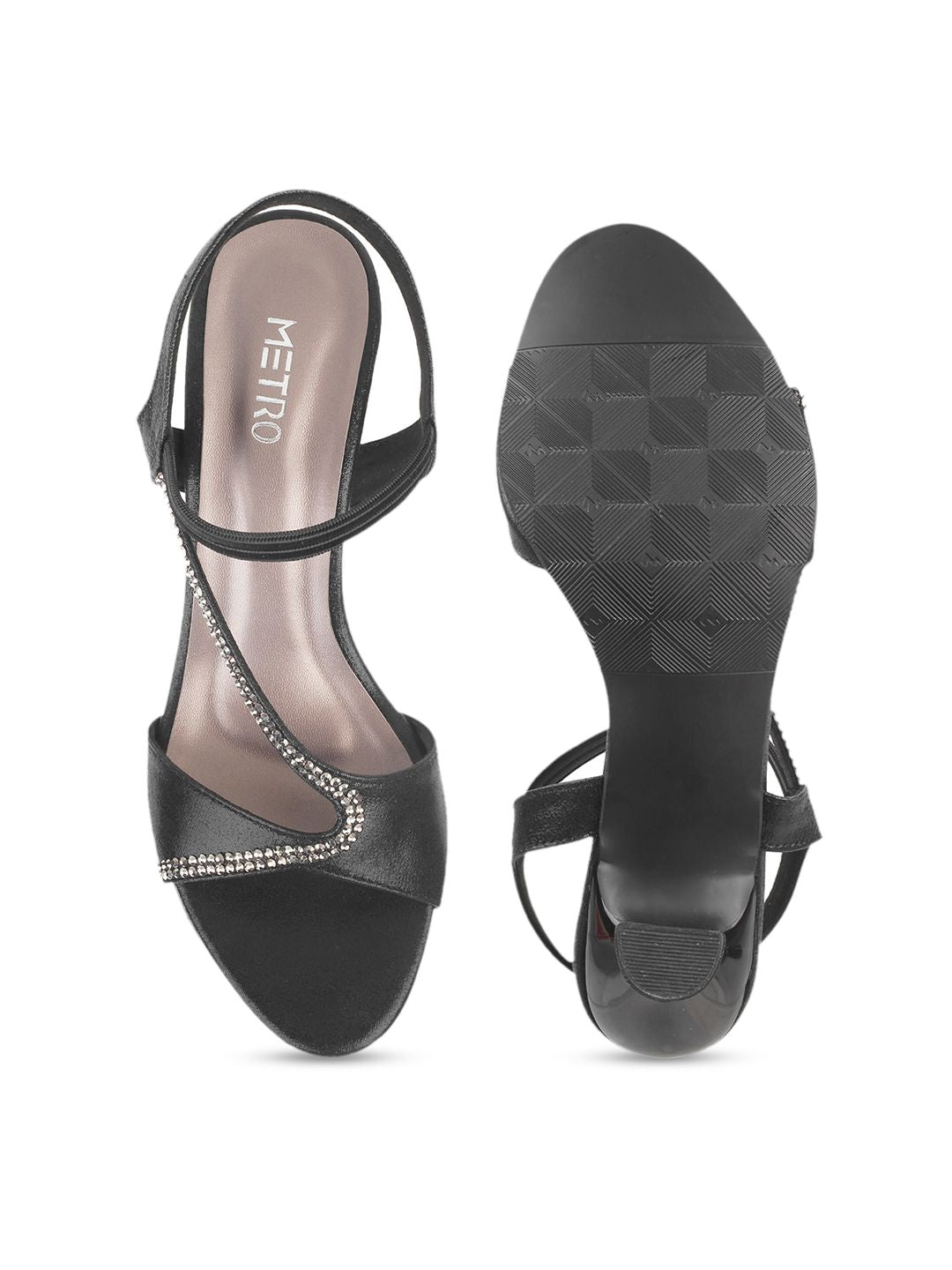 Metro Black Printed Kitten Pumps