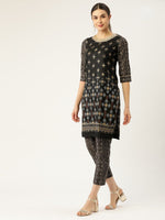 Thumbnail for All About You Women Black & Golden Printed Sequinned Kurta with Trousers - Distacart