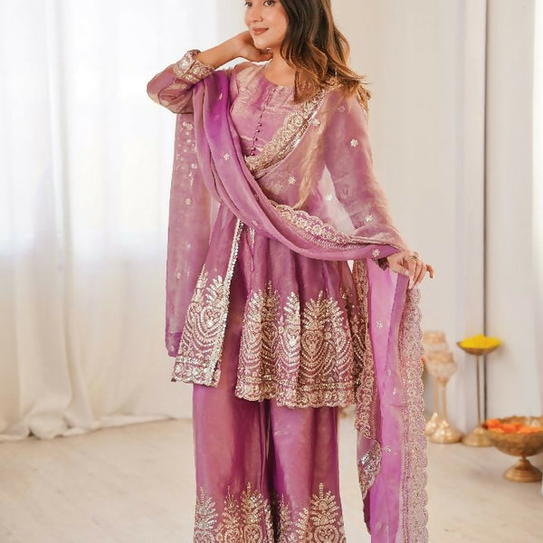 Teeya Creation Baby Pink Color Fendy Satin Silk Embroidery Work Party Wear Salwar Suit - Distacart