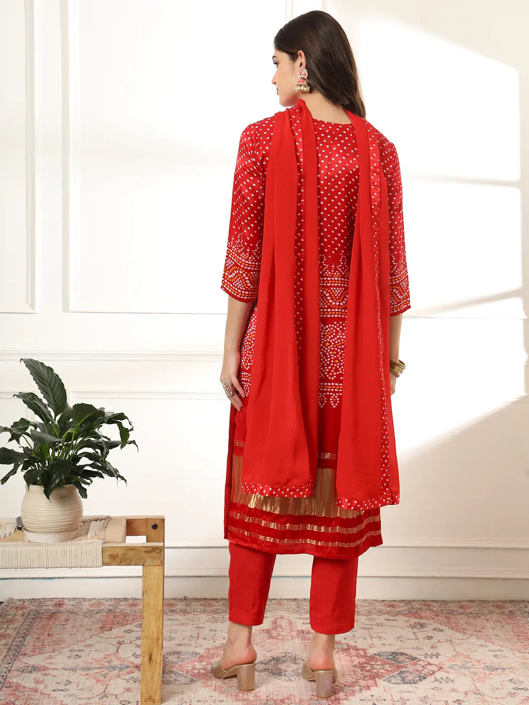 Yufta Red Gajji Silk Zari_Work Kurta Dupatta Pant Set - Distacart