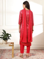 Thumbnail for Yufta Pink Gajji Silk Zari_Work Kurta with Trousers with dupatta Set