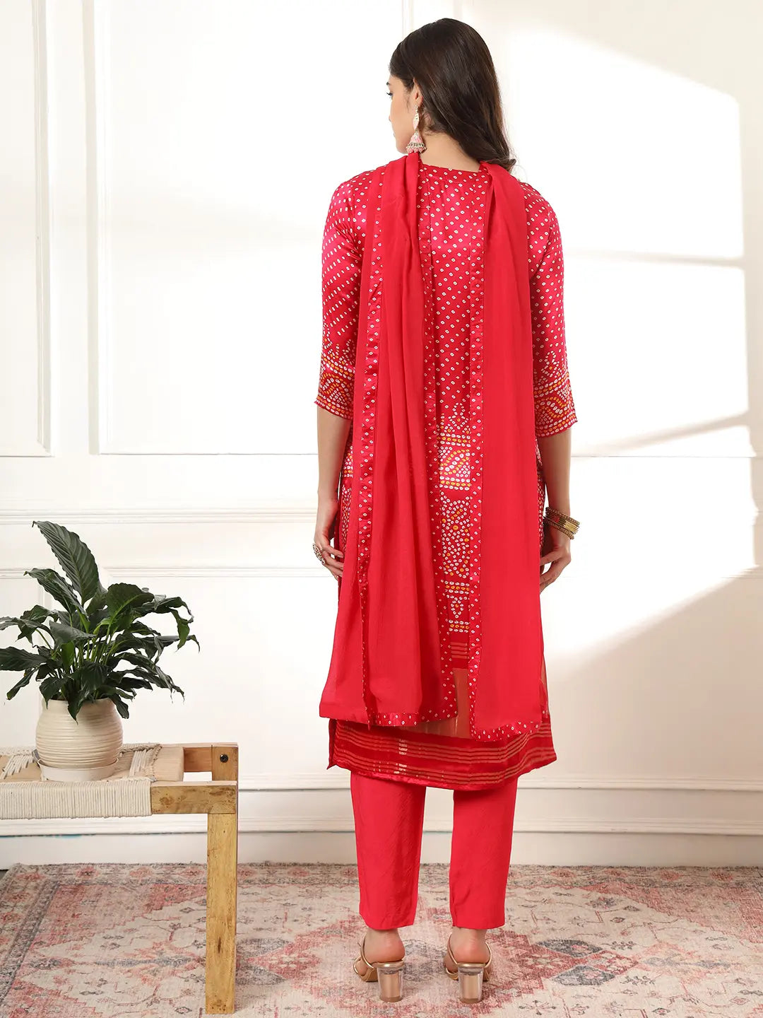 Yufta Hot Pink Gajji Silk Zari_Work Kurta Dupatta Pant Set - Distacart