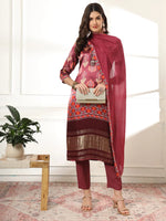 Thumbnail for Yufta Burgundy Gajji Silk Kurta Dupatta Pant Set - Distacart