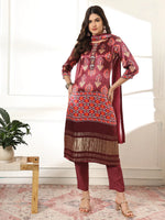 Thumbnail for Yufta Burgundy Gajji Silk Kurta Dupatta Pant Set - Distacart