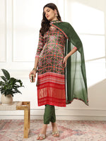 Thumbnail for Yufta Green Gajji Silk Ethnic Motifs Kurta Dupatta Pant Set