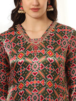 Thumbnail for Yufta Green Gajji Silk Ethnic Motifs Kurta Dupatta Pant Set