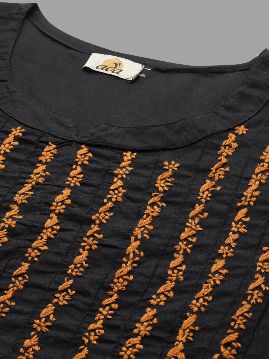 ADA Ethnic Motifs Embroidered Chikankari Cotton Straight Kurta - Distacart