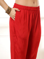 Thumbnail for Yufta Maroon Gajji Silk Bandhani embroidered Kurta with Trousers with dupatta Set
