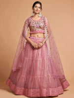 Thumbnail for Tulsi Art Blush Pink Dori Thread Embroidered Net Wedding Lehenga Choli