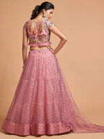 Thumbnail for Tulsi Art Blush Pink Dori Thread Embroidered Net Wedding Lehenga Choli