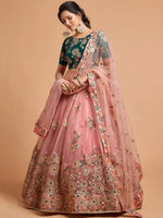 Thumbnail for Tulsi Art Peach Thread Embroidered Net Party Wear Lehenga Choli