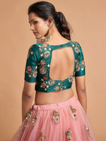 Thumbnail for Tulsi Art Peach Thread Embroidered Net Party Wear Lehenga Choli