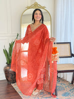 Thumbnail for The52 Women's Gorgeous Rayon Embroidery Straight Kurta with Pant And Dupatta Set