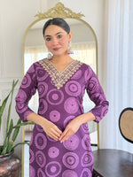 Thumbnail for The52 Women's Gorgeous Rayon Embroidery Straight Kurta with Pant And Dupatta Set
