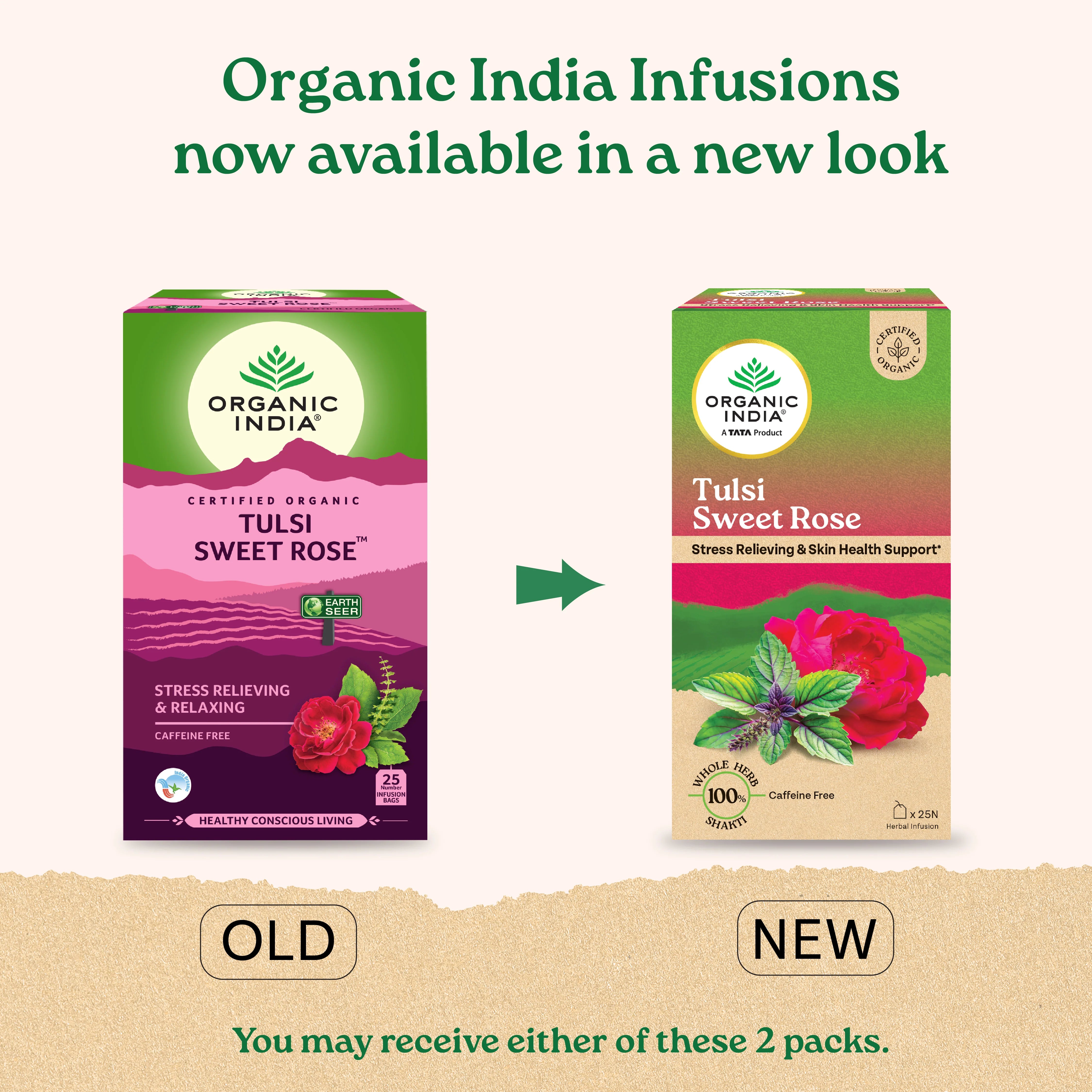 Organic India Tulsi Sweet Rose 25 Tea Bags - Distacart