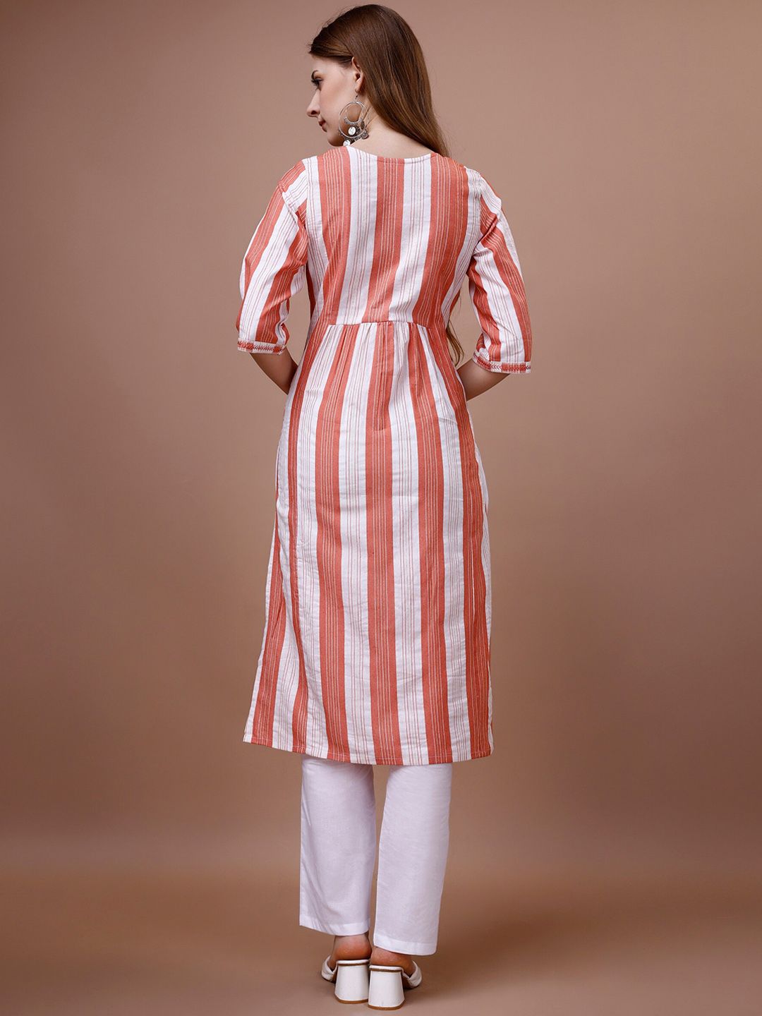 Ode by House of Pataudi White Striped Straight Kurta - Distacart