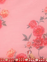 Thumbnail for Anouk Pink Floral Printed Organza Saree - Distacart