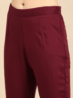 Thumbnail for All About You Women Maroon Printed Kurta with Trousers - Distacart