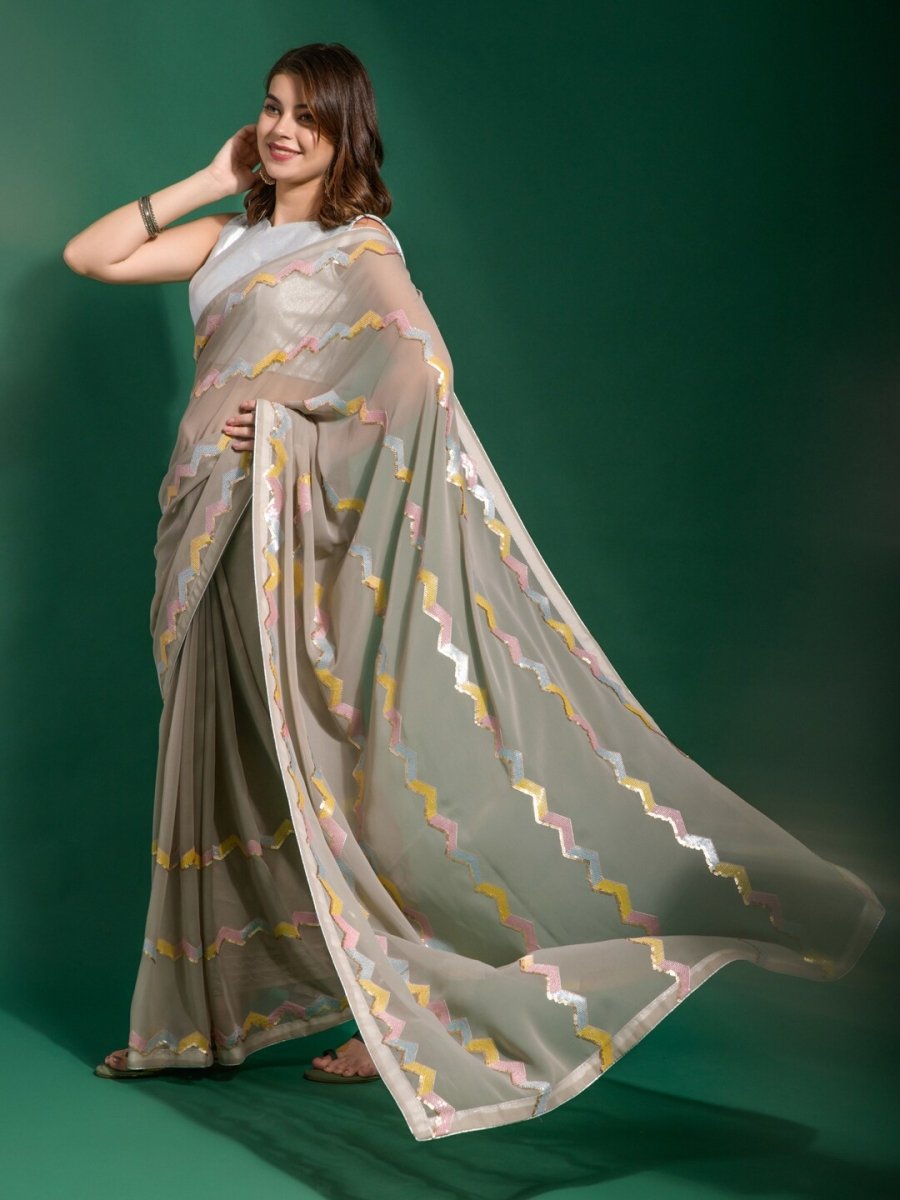 Anouk Embellished Sequinned Pure Georgette Saree - Distacart