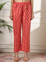 Thumbnail for Yufta Pure Cotton Red Anarkali Dupatta Pant Set