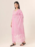 Thumbnail for Yufta Pure Cotton Pink Kurta Dupatta Pant Set