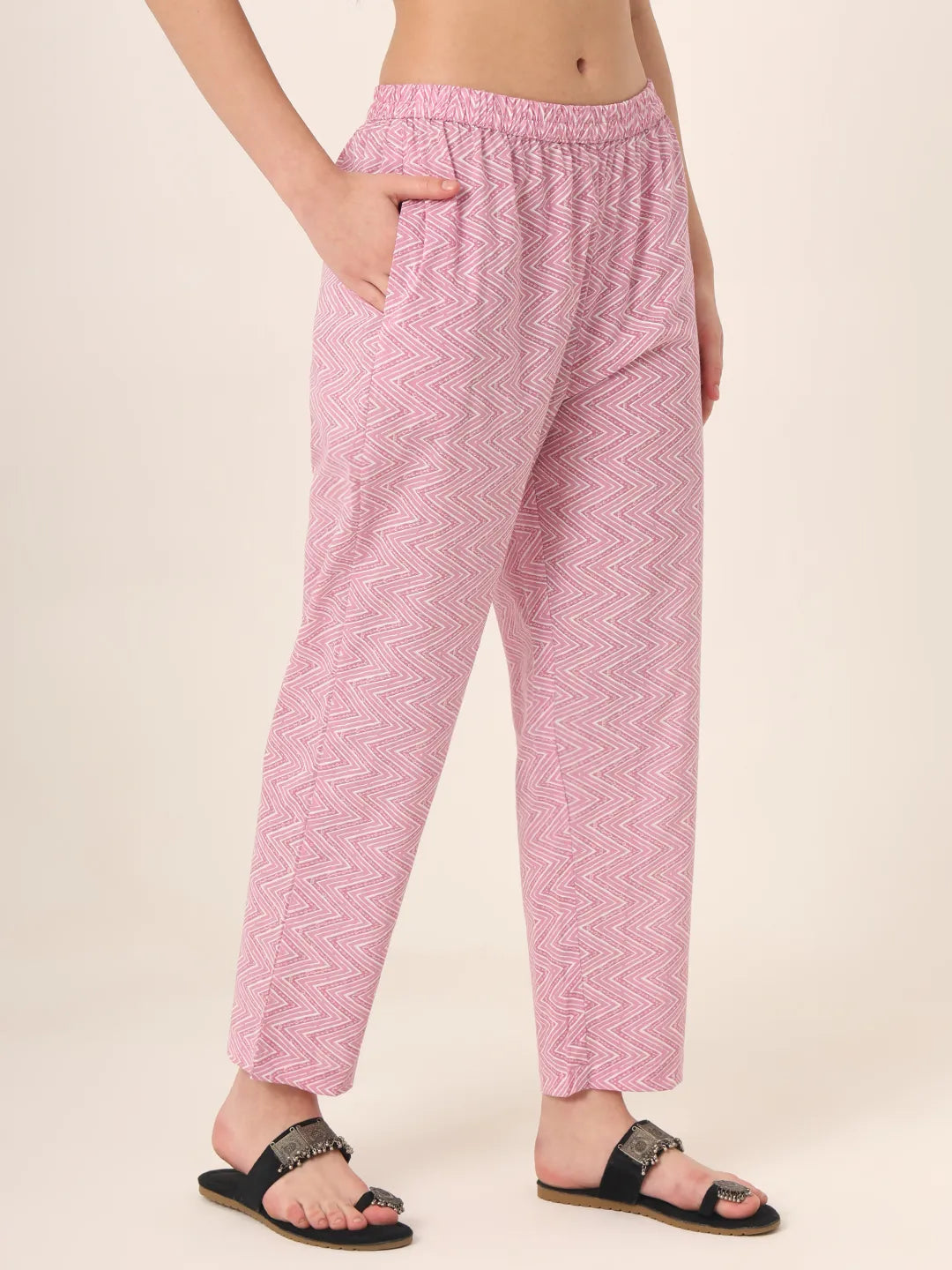 Yufta Pure Cotton Pink Kurta Dupatta Pant Set