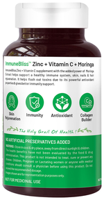 Thumbnail for bliss welness immune health zinc vitamin c moringa veg tablet