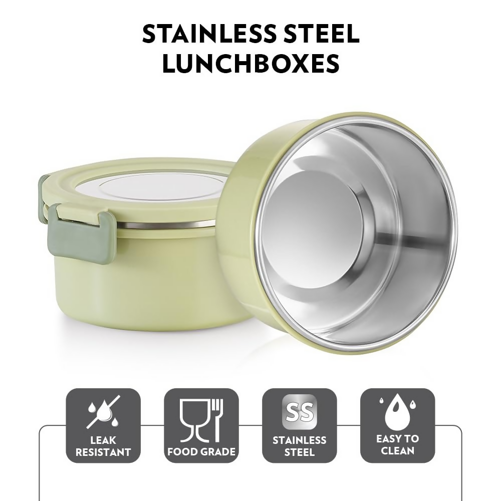 Borosil Glory Green Stainless Steel Lunch Box with Bag - Dista