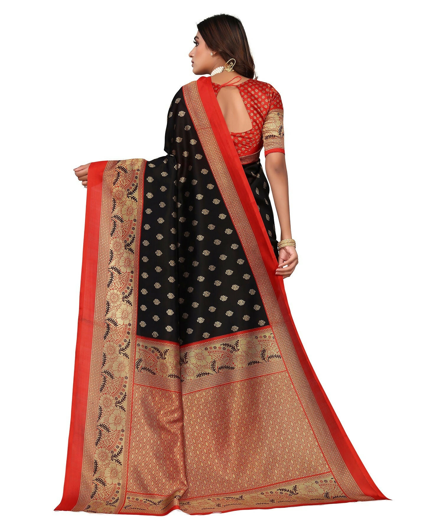 Vamika Black Printed Art Silk Saree - Distacart