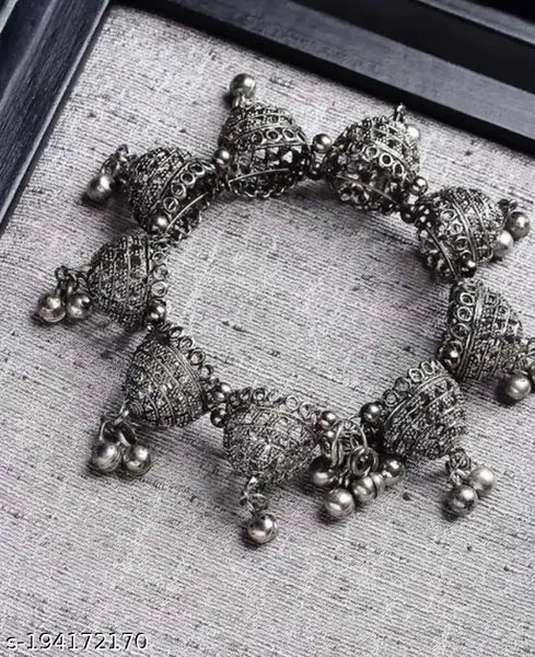 Tehzeeb Creations Women's Traditional Silver Colour Oxidised Bangle