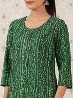 Thumbnail for Ode by House of Pataudi Bandhani Printed Straight Kurta - Distacart
