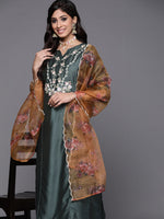 Thumbnail for Indo Era Women Green Ethnic Motifs Embroidered Kurta with Trousers & With Dupatta
