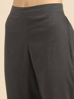 Thumbnail for All About You Women Grey Ethnic Motifs Printed Pure Cotton Kurta with Trousers - Distacart