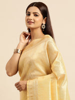 Thumbnail for kasee Striped Zari Silk Cotton Chanderi Saree - Distacart