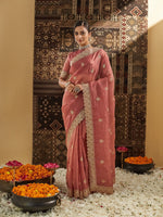 Thumbnail for kasee Embellished Zardozi Silk Blend Saree - Distacart