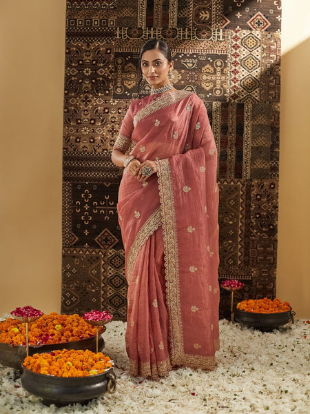 kasee Embellished Zardozi Silk Blend Saree - Distacart