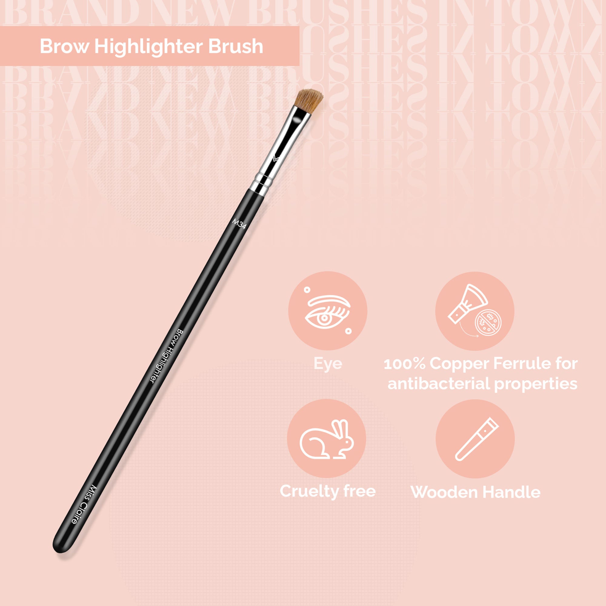 Miss Claire M34 - Brow Highlighter Brush - Chrome