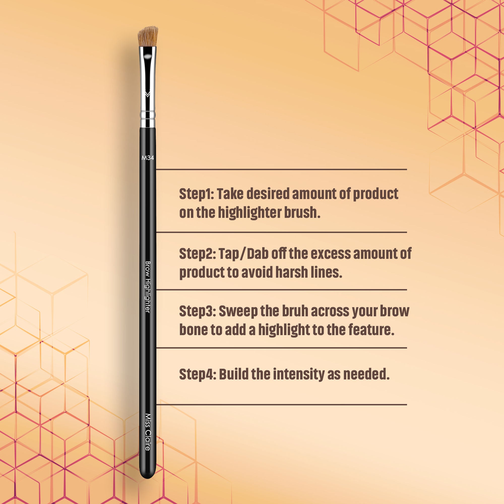 Miss Claire M34 - Brow Highlighter Brush - Chrome