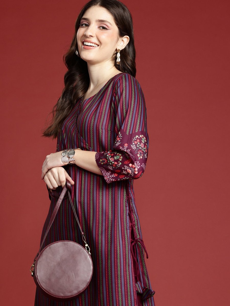 Anouk Women Floral Printed Angrakha Kurta with Palazzos - Distacart